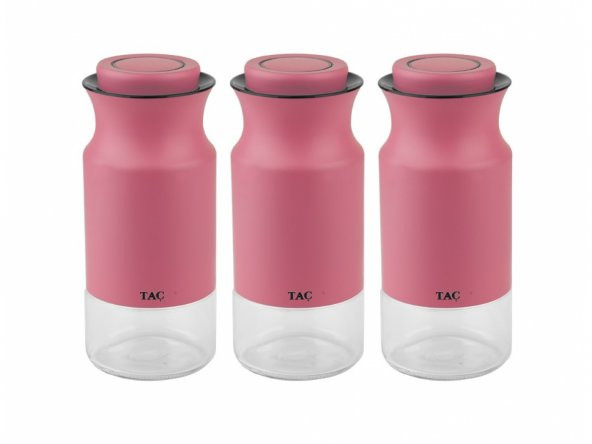 Taç Mia 3lü Orta Boy Kavanoz Seti Pembe - 12