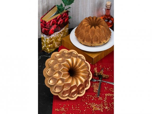 Taç Damla Granit Döküm Kek Kalıbı Gold - 10