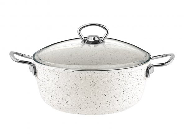 Taç Gravita Döküm Derin Tencere 24cm Beyaz