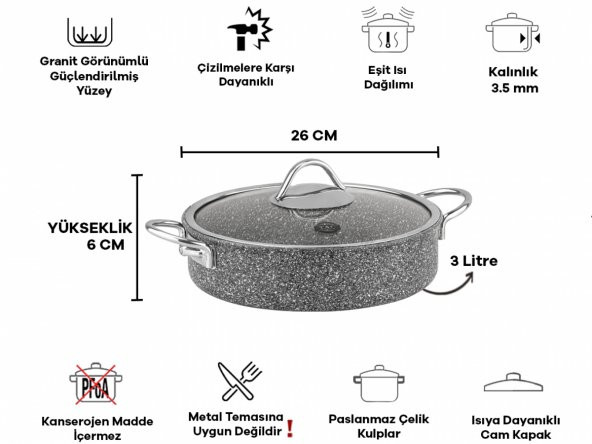 Taç Ultra Klasik 2li Granit Tencere & Tava Seti - 2