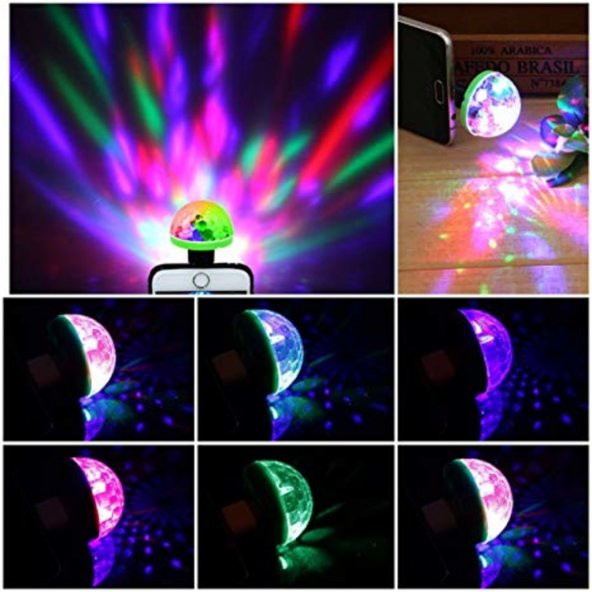 Sese Duyarlı USB Girişli RGB Renkli Mini Disko Topu Led Lambası - Ev - Araç HİLAYS