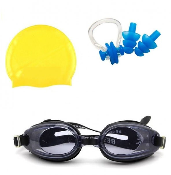 3 Parça Havuz Seti Gözlük Silikon Bone Ve Kulak Burun Tıkayıcı HİLAYS
