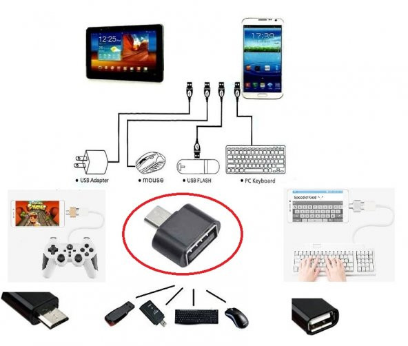Usb to Micro USB ye Dönüştürücü - Klavye Mouse Joystick Telefona Bağlama HİLAYS