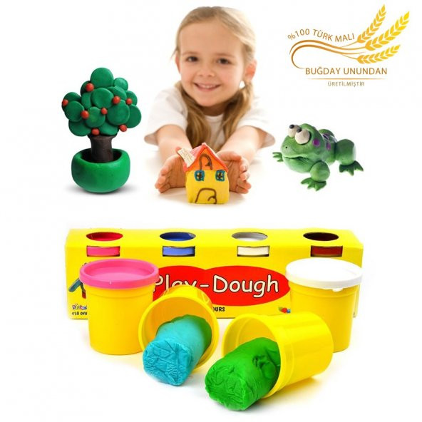 4 Renkli Buğday Unu Oyun Hamuru (Büyük Boy) - Play Dough HİLAYS