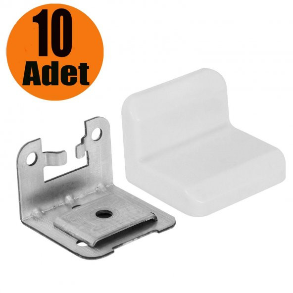 Mobilya Dolap Askı Elemanı Montaj Bağlantı Sabitleme Demiri Beyaz (10 ADET)