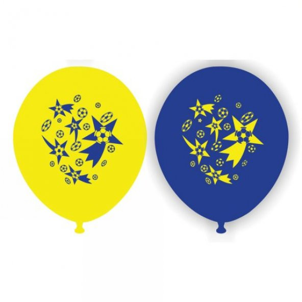 Sarı Lacivert Baskılı Balon 10 Adet HİLAYS