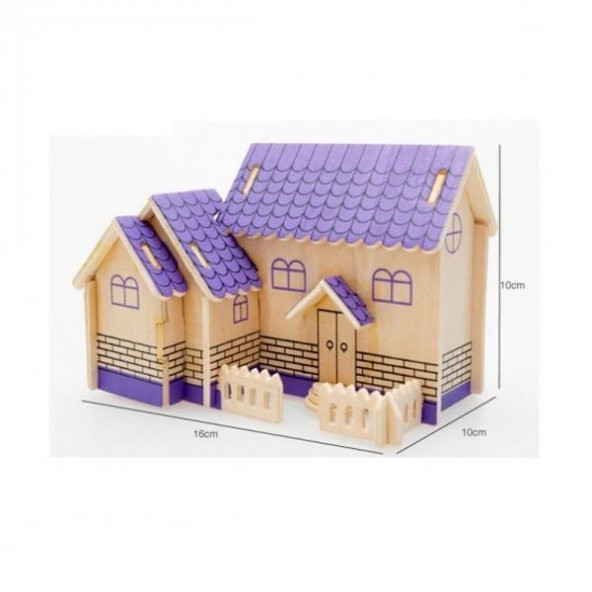 3D Ahşap Puzzle - Mor Ev HİLAYS - 4