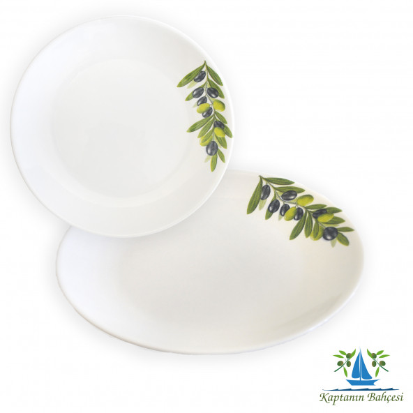 zeytin desenli tabak 2 adet 21 cm cap 2 adet 25 cm cap