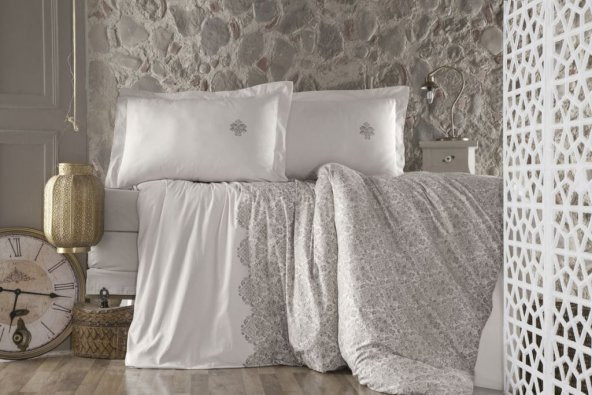 Clasy Tiara Ranforce V1 Bej Çift Kişilik Nevresim Takımı HİLAYS