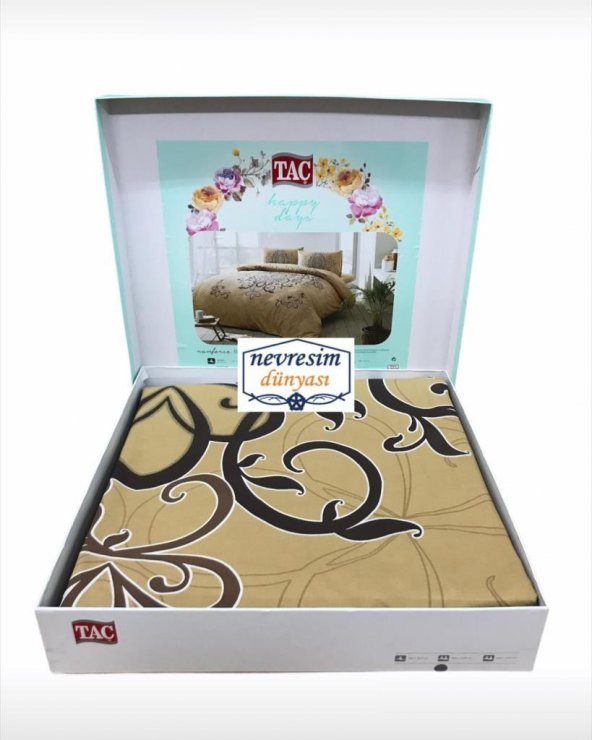Taç Çift Kişilik Ranforce Nevresim Takımı Blanda Gold HİLAYS - 2