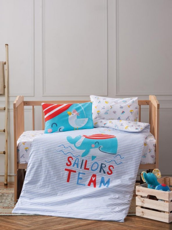 Cotton Box Bebek Nevresim Takımı Sailor Mavi HİLAYS