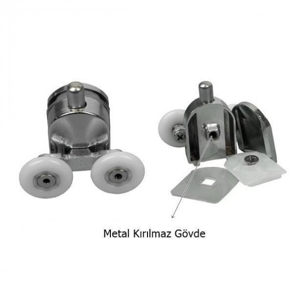 Duşakabin Tekerleği Metal Gövdeli Krom 2 Li Set Teker Çapı 22 mm - 2