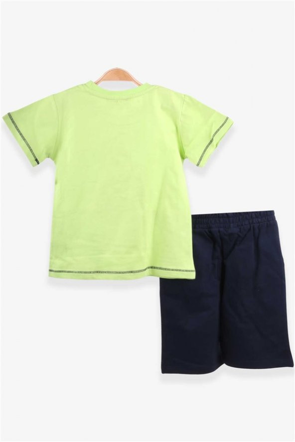 Erkek Çocuk Şortlu Takım Köpek Balığı Baskılı Fıstık Yeşili Soft (1.5-5 Yaş)