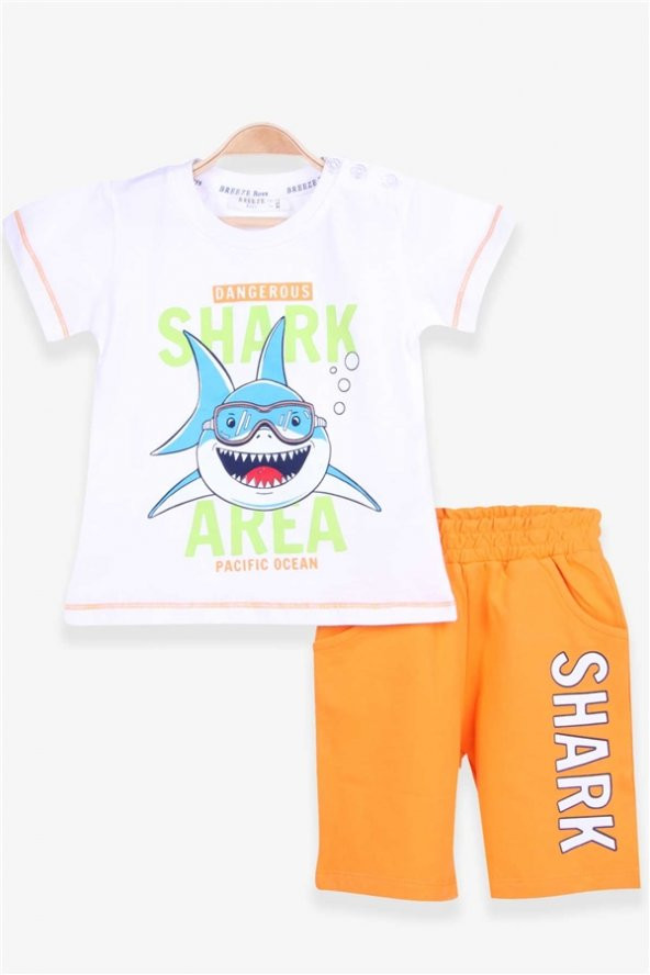 Erkek Çocuk Breeze Şortlu Takım Köpek Balığı Baskılı Ekru Soft (1.5-5 Yaş)