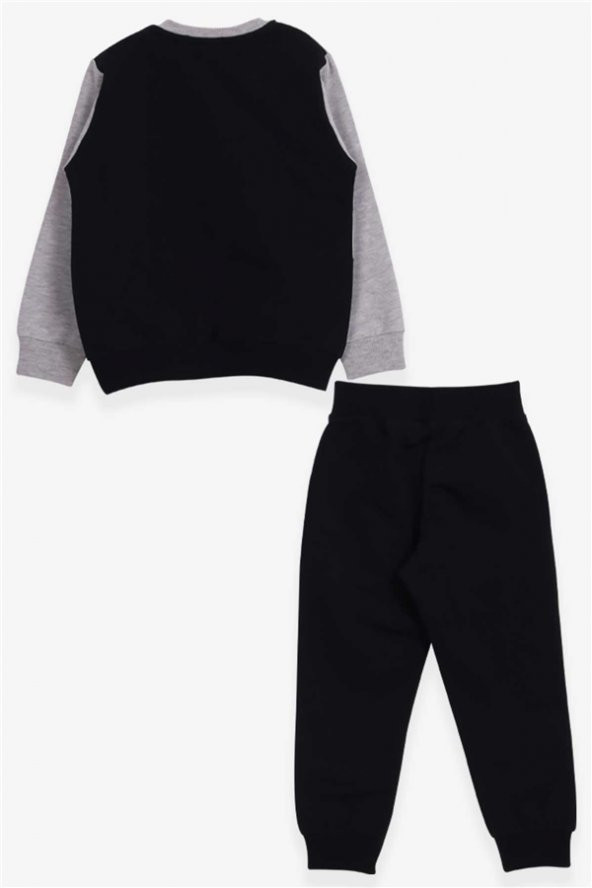 Erkek Çocuk Breeze Eşofman Takımı Yazı Baskılı Açık Gri Melanj Soft (1.5-5 Yaş) - 2