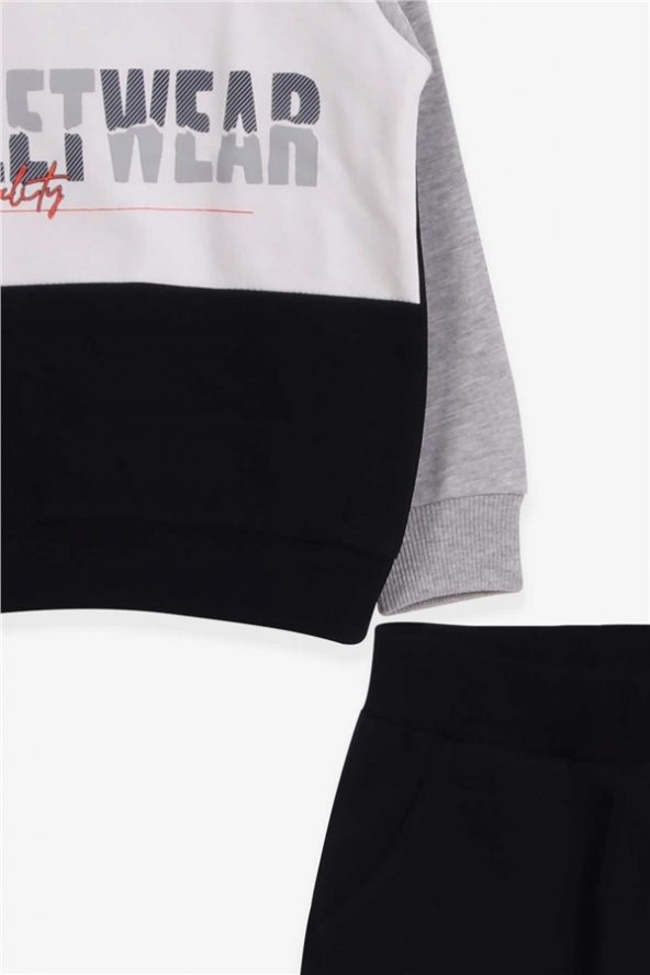 Erkek Çocuk Breeze Eşofman Takımı Yazı Baskılı Açık Gri Melanj Soft (1.5-5 Yaş) - 3