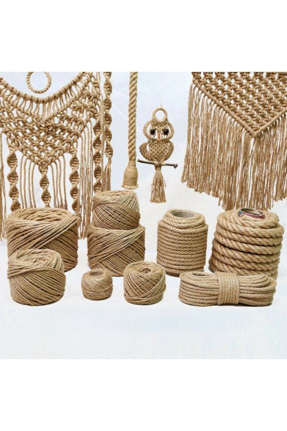 ŞAKİR HIRDAVAT 4 MM DEKORATİF JÜT HASIR İP DOĞAL HALAT DIY KENDİR İPİ 175 METRE - 5