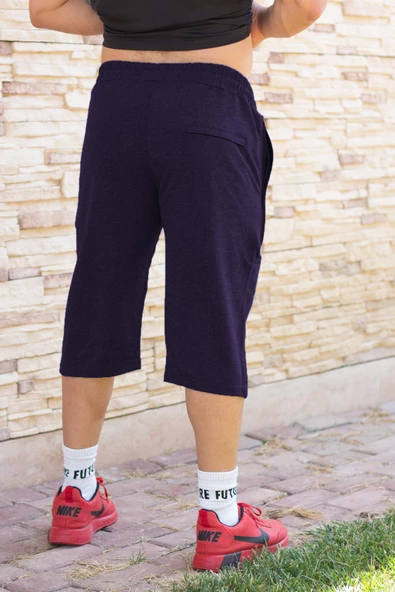 Lacivert Paraşüt Feruarlı Dev Cepli İpli Erkek Bermuda Şort 21EBRMUPRS - 4