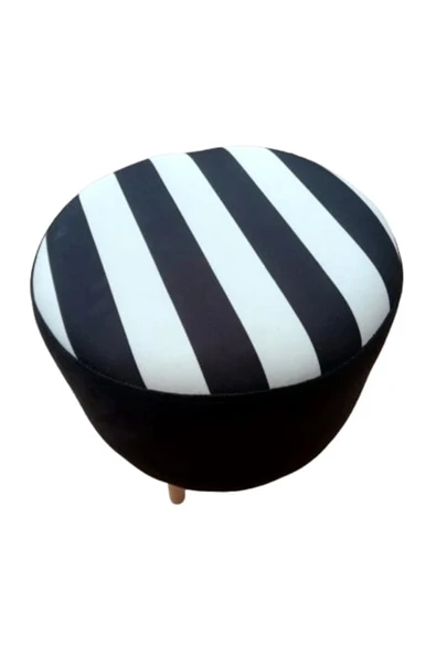 DTM HOME Ahşap Ayaklı Çizgili Puf - 2