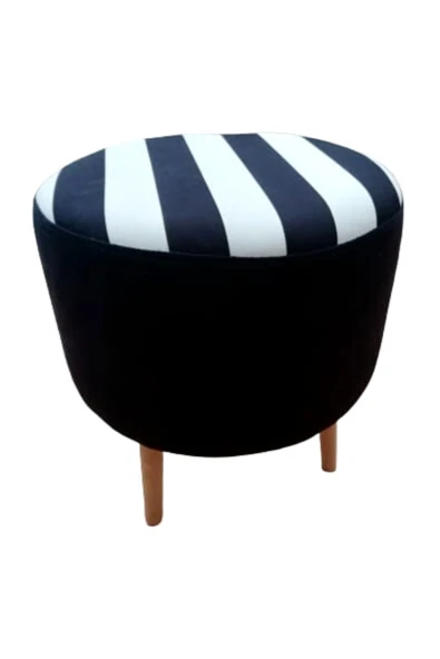 DTM HOME Ahşap Ayaklı Çizgili Puf