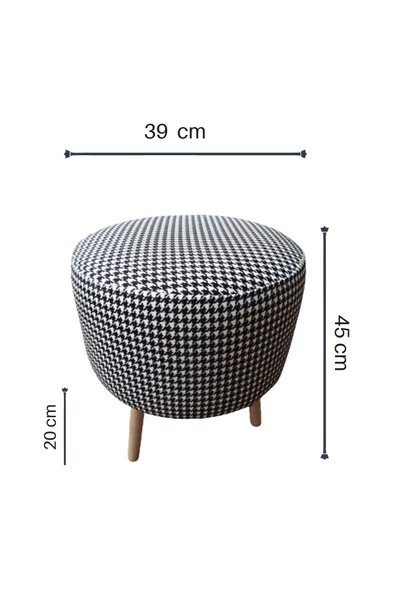 DTM HOME Kaz Ayağı Desenli Yuvarlak Puf - 3