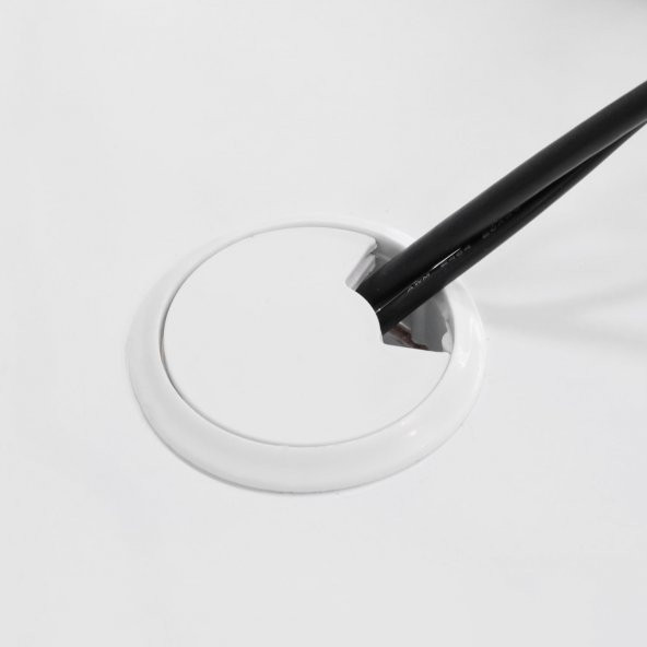 Masa Üstü Kablo Kanalı Deliği Kapağı Beyaz Masa Kapağı 6 cm (5 ADET) - 4