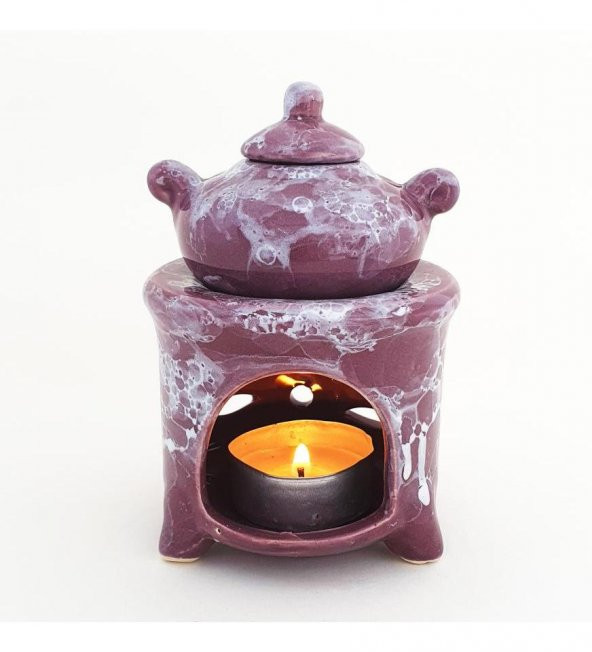 Renkli Demlik Modelli Seramik Buhurdanlık - 2