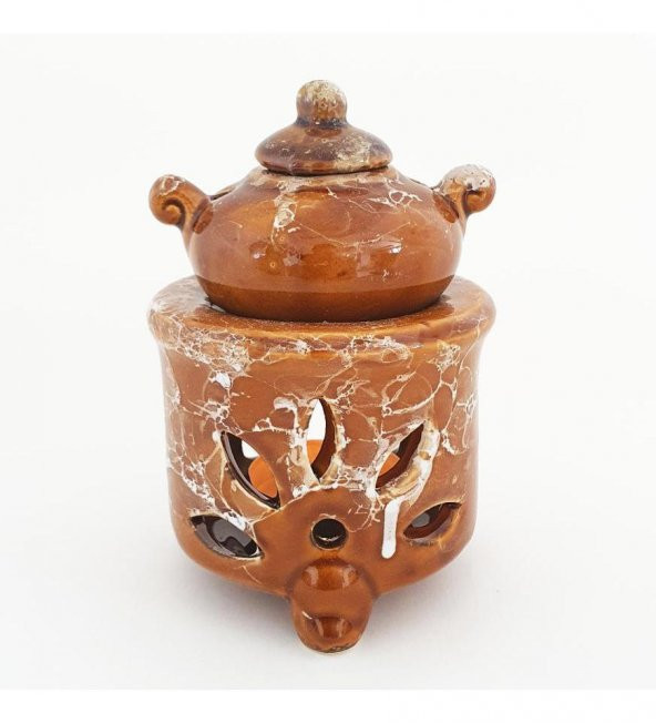 Renkli Demlik Modelli Seramik Buhurdanlık - 4