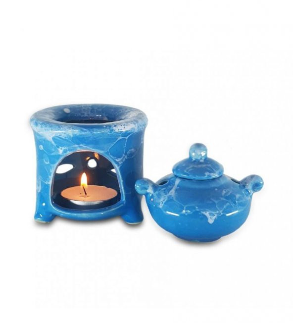 Renkli Demlik Modelli Seramik Buhurdanlık - 6