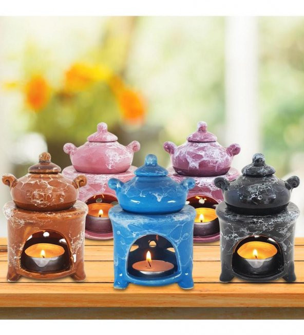 Renkli Demlik Modelli Seramik Buhurdanlık