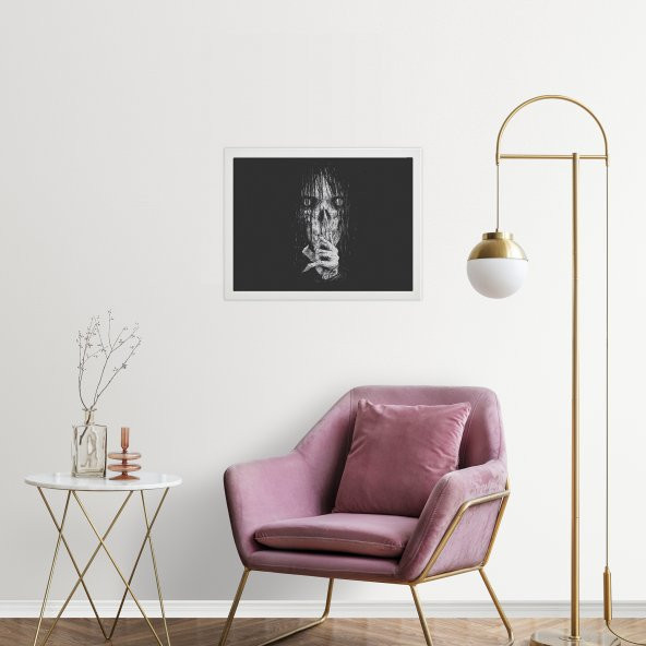Kitap Şeyleri Beyaz Ikea Çerçeveli Sus İşareti Yapan Vampir Tablo - 1