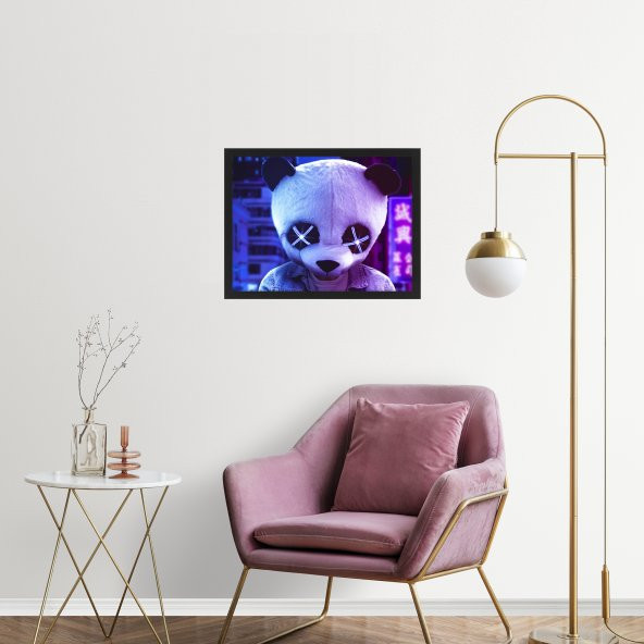 Kitap Şeyleri Beyaz Ikea Çerçeveli Panda Maskeli Adam Tablo