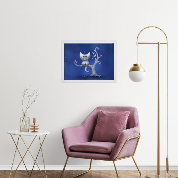 Kitap Şeyleri Beyaz Ikea Çerçeveli Tasarım Çizim Tablo