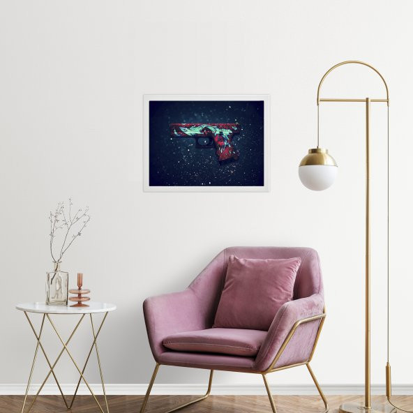 Kitap Şeyleri Beyaz Ikea Çerçeveli Graffiti Tasarım Tablo - 1