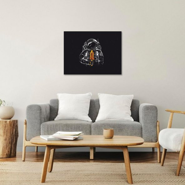 Kitap Şeyleri Mdf Elinde Roket Tutan Astronot Tablo 30cm X 40cm