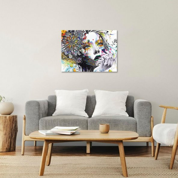 Kitap Şeyleri Mdf Renkli Düşünceli Kadın Tasarım 30cm X 40cm