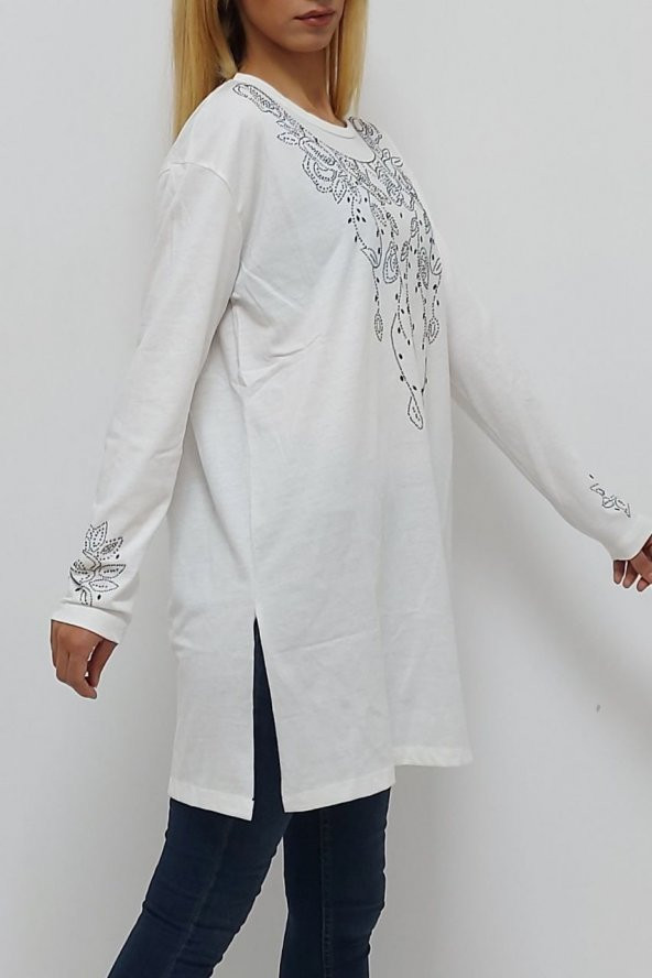 Desenli Anne Tuniği Beyaz - 4