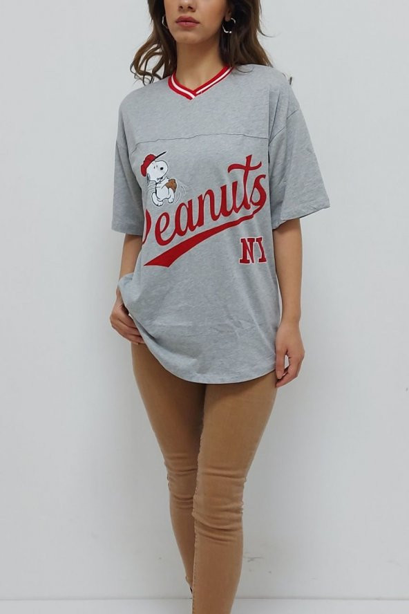 PEANUTS Baskılı Tişört Gri - 2