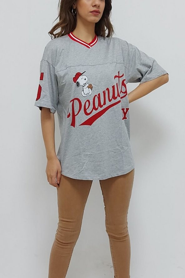 PEANUTS Baskılı Tişört Gri - 3