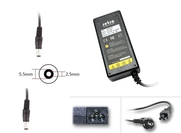 48V 1A 48W 5.5x2.5 mm DVR Adaptör RETRO