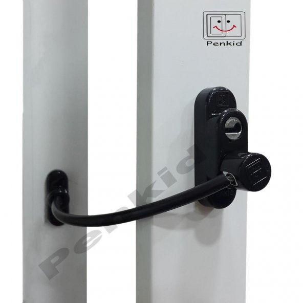 5 Adet Penkid Çelik Halatlı Pvc Pencere Çocuk Emniyet Kilidi Siyah - 2