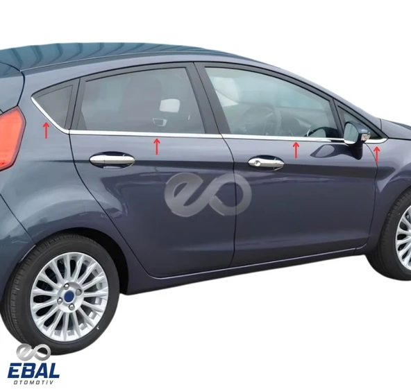 Ford Fiesta Cam Çıtası 8 Parça Krom 2009 - 2017 Paslanmaz Çelik - Resim 4