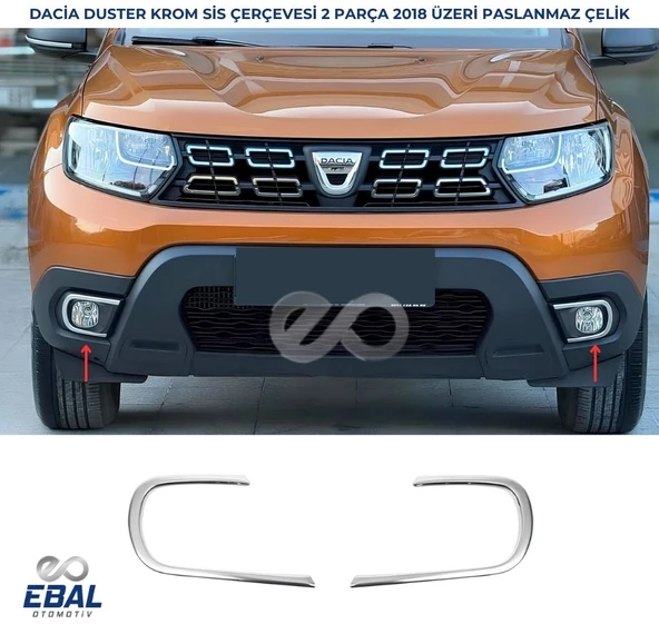 Dacia Duster Krom  Sis Farı Çerçevesi 2 Prç. 2018-2024 P.Çelik