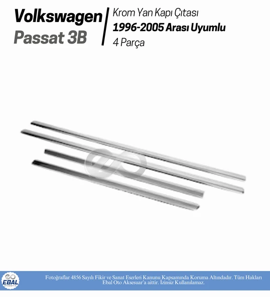 VW Passat 3B Krom Yan Kapı Çıtası 4 Kapı 1996-2005 Arası P. Çelik - 3