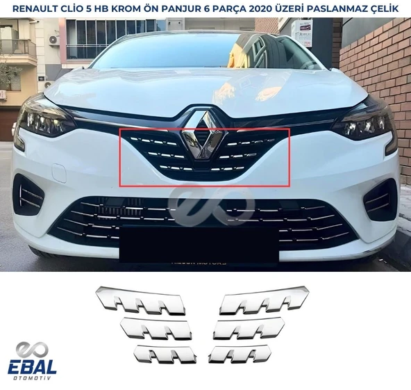 Renault Clio 5 Hb Ön Panjur Krom Izgara 6 Parça 2019 ve Sonrası