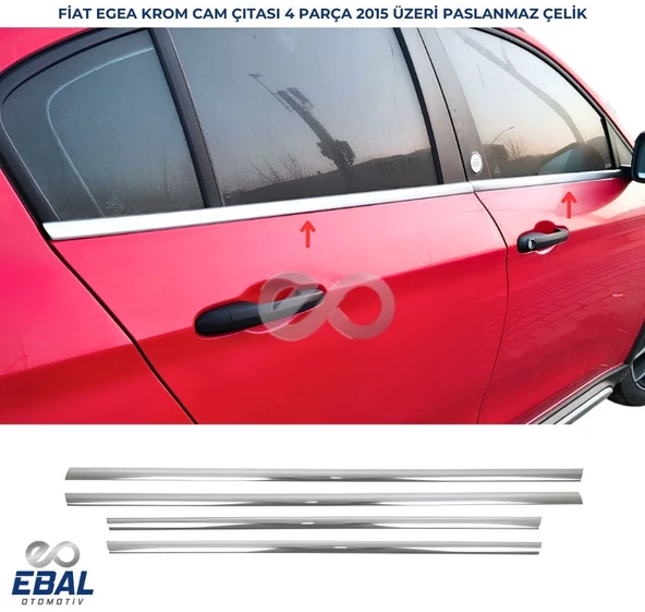 Fiat Egea HB  Krom Cam Çıtası 4 Parça 2015 Üzeri P.Çelik ürün görseli