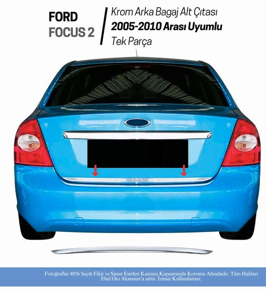Ford Focus 2 Sedan Krom Arka Bagaj Alt Çıtası 2005-2010 P.Çelik - Resim 2
