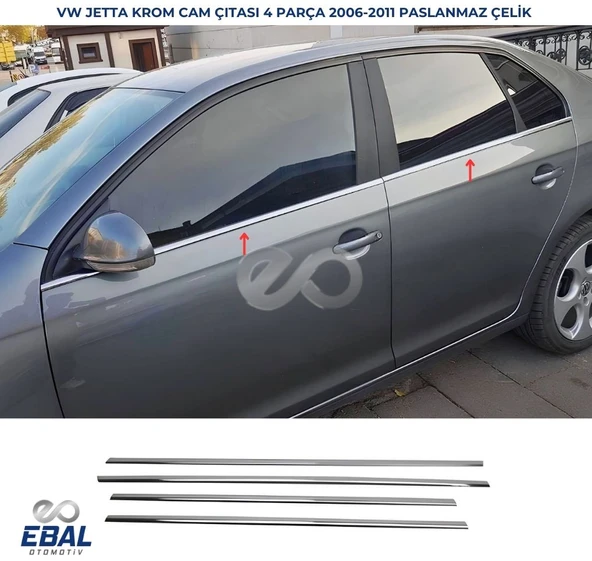 Vw Jetta Cam Çıtası 4 Parça  2006-2011  Paslanmaz Çelik ürün görseli 1