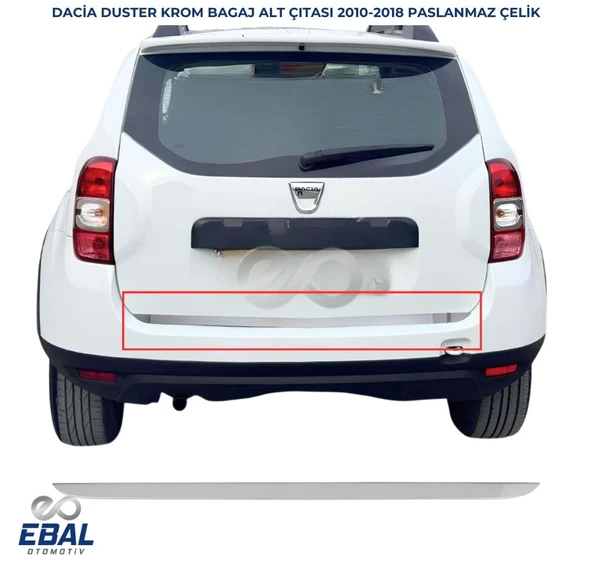 Dacia Duster Formlu Krom Bagaj Alt Çıtası  2010-2018 Arası Paslanmaz Çelik ürün görseli