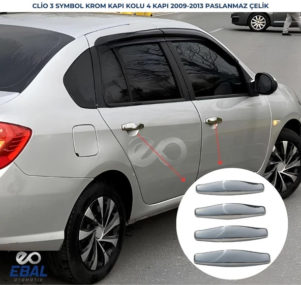 Dacia SANDERO Krom Kapı Kolu 4 kapı 4 prç P.Çelik 2006-2012 Arası P.Çelik ürün görseli